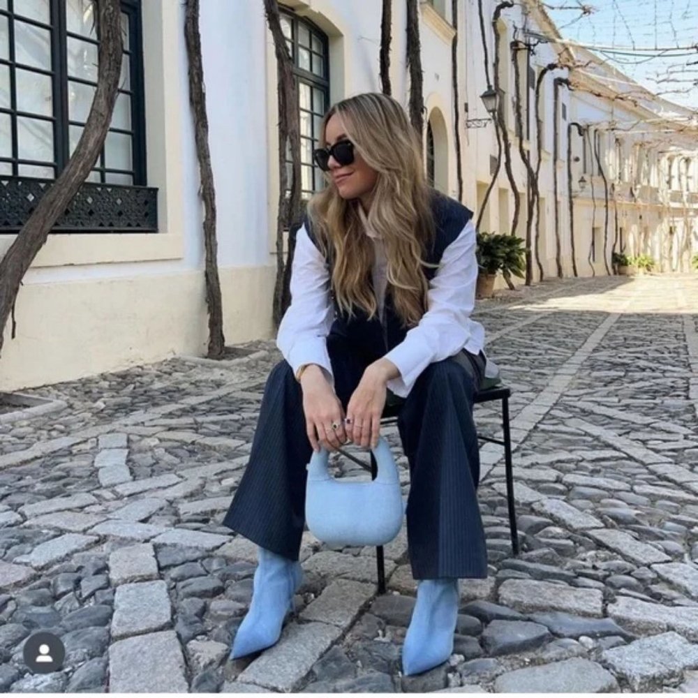 ZARA DENIM BLUE BAG - Picture 1 of 12
